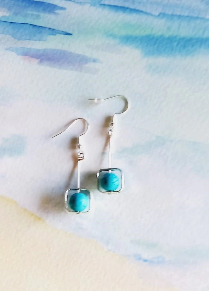 Turquoise lavendel kraaltjes Santorin zilver 925 creatie – photo 5